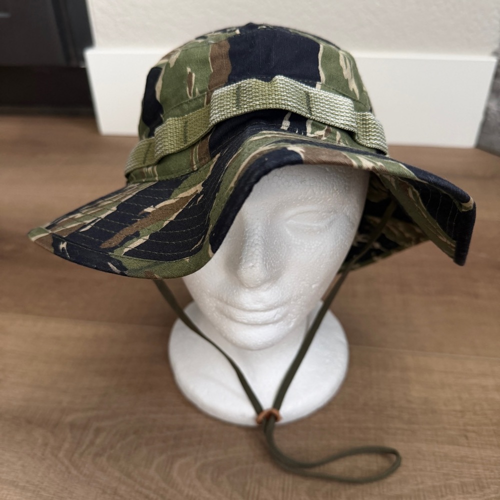 VTG Military Boonie Hat 7‎ 1/4 Sun Hot Weather Type II USA R&B Inc Ripstop Camo